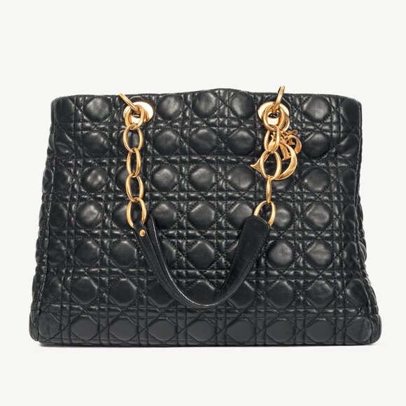 Dior Handbags - Christian Dior Lady Dior Black Cannage Lambskin Tote